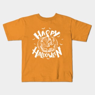 Halloween Scary Evil Pumpkin Funny Pumpkin Head Kids T-Shirt